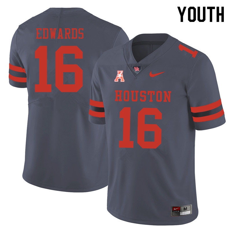 Youth #16 Holman Edwards Houston Cougars College Football Jerseys Sale-Gray - Click Image to Close